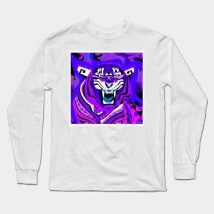 siberian tiger in ecopop art in zentangle of colors Long Sleeve T-Shirt
